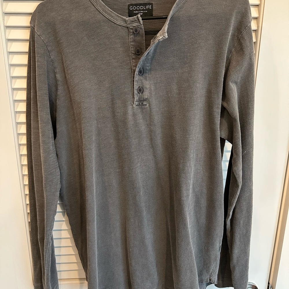 Goodlife Men's Charcoal Long Sleeve Henley